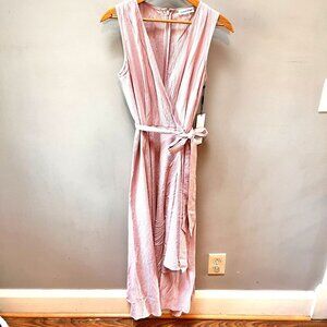 Sleeveless Calvin Klein Dress Womens Size 8 Pink Textured Belted Wrap Midi New W